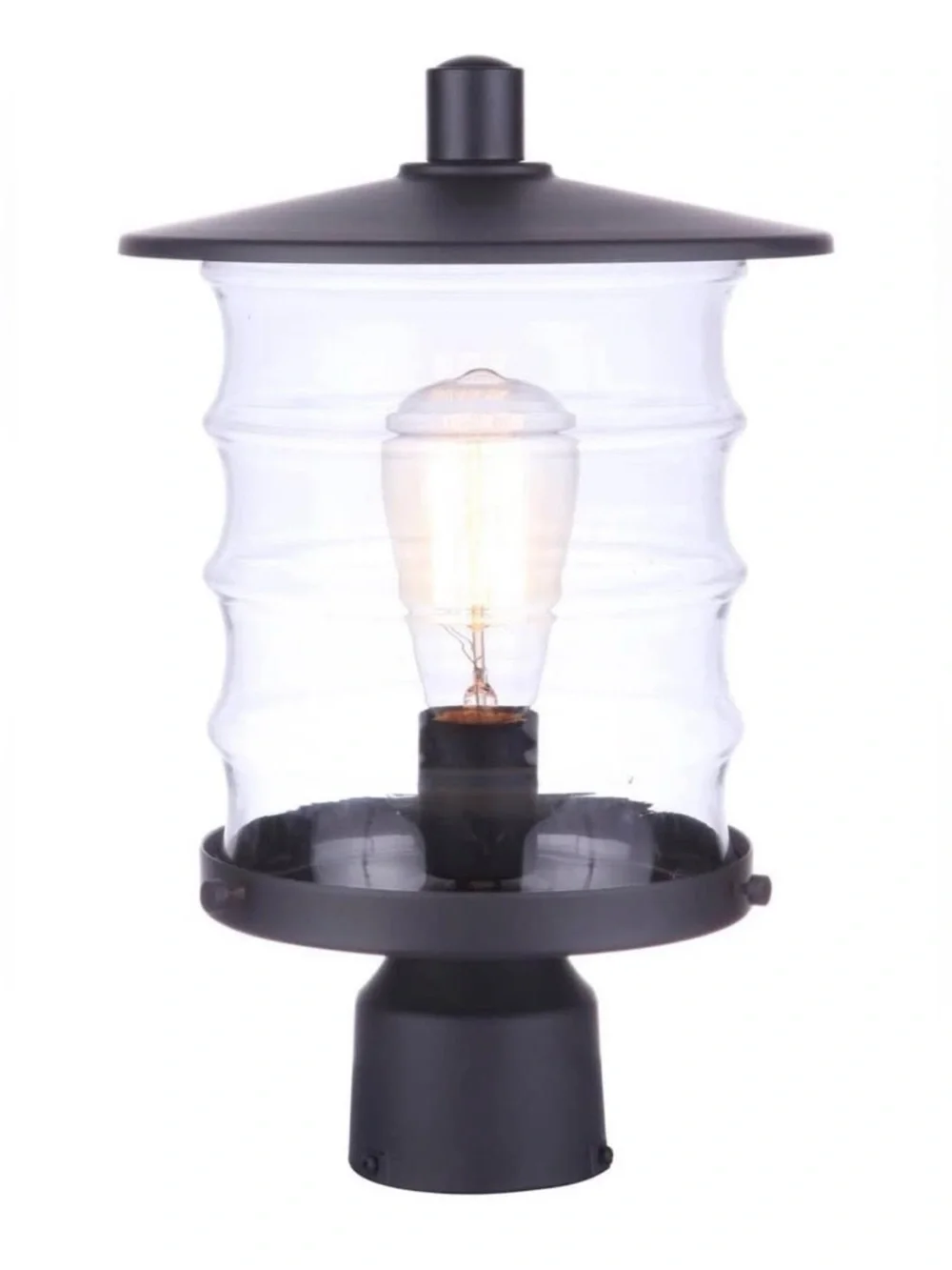 Craftmade Outdoor Post Light – Clear Glass Porch Lamp (Midnight Finish)